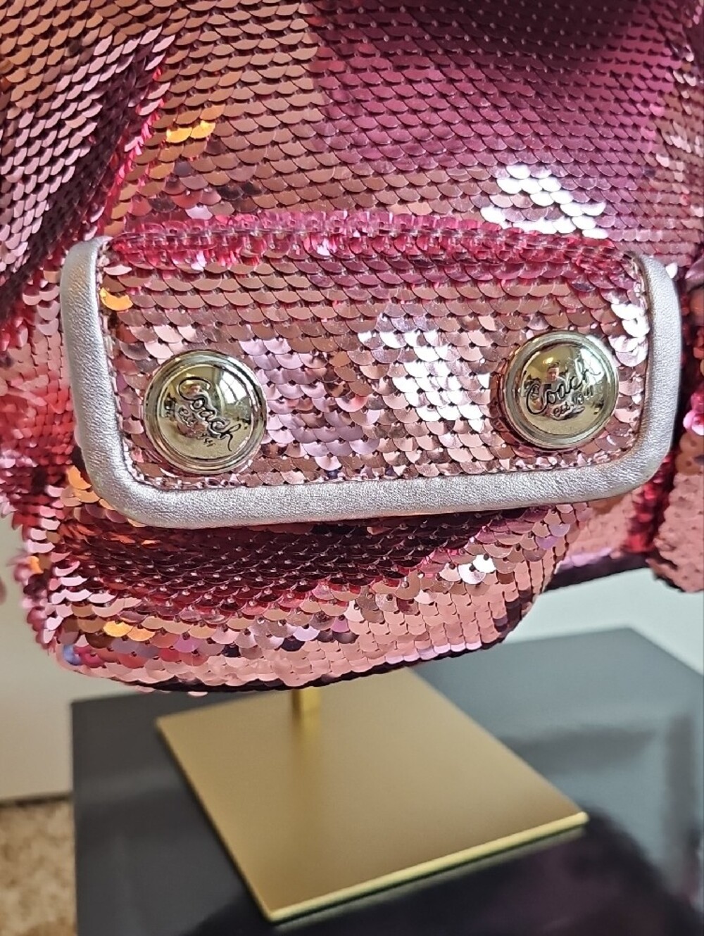 Coach Poppy Sequin Spotlight Pink Metallic Shoulder Bag Tote 13821 NWT - Picture 7 of 15